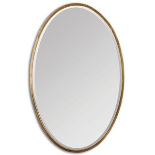 Herleva Gold Oval Mirror - Antique Gold - 17.75x28x1.125