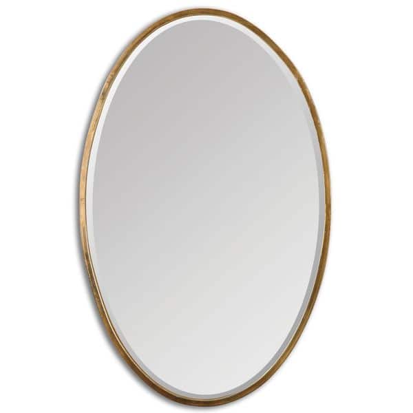 slide 1 of 1, Herleva Gold Oval Mirror - Antique Gold - 17.75x28x1.125