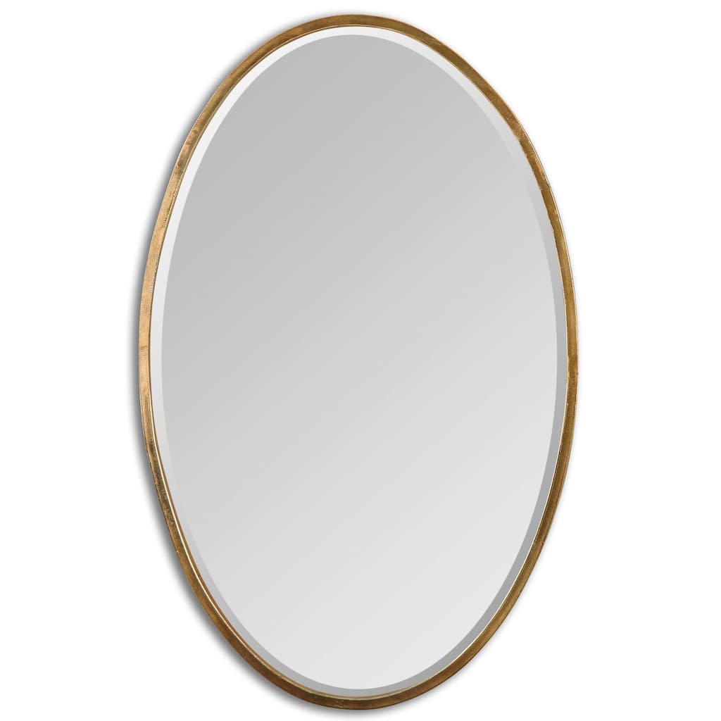 Herleva Gold Oval Mirror - Antique Gold - 17.75x28x1.125