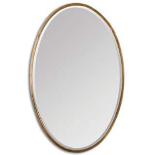 Herleva Gold Oval Mirror - Antique Gold - 17.75x28x1.125