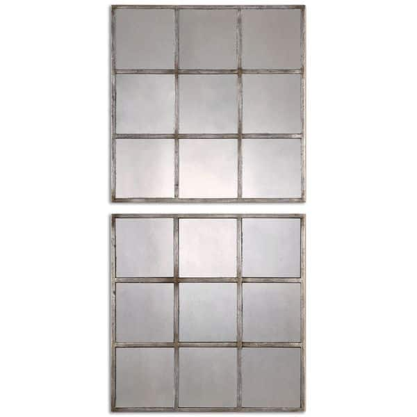 slide 1 of 1, Derowen Squares Antique Mirrors (Set of 2) - Silver - 18.375x18.375x1.375