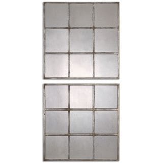 Derowen Squares Antique Mirrors (Set of 2) - Silver - 18.375x18.375x1.375