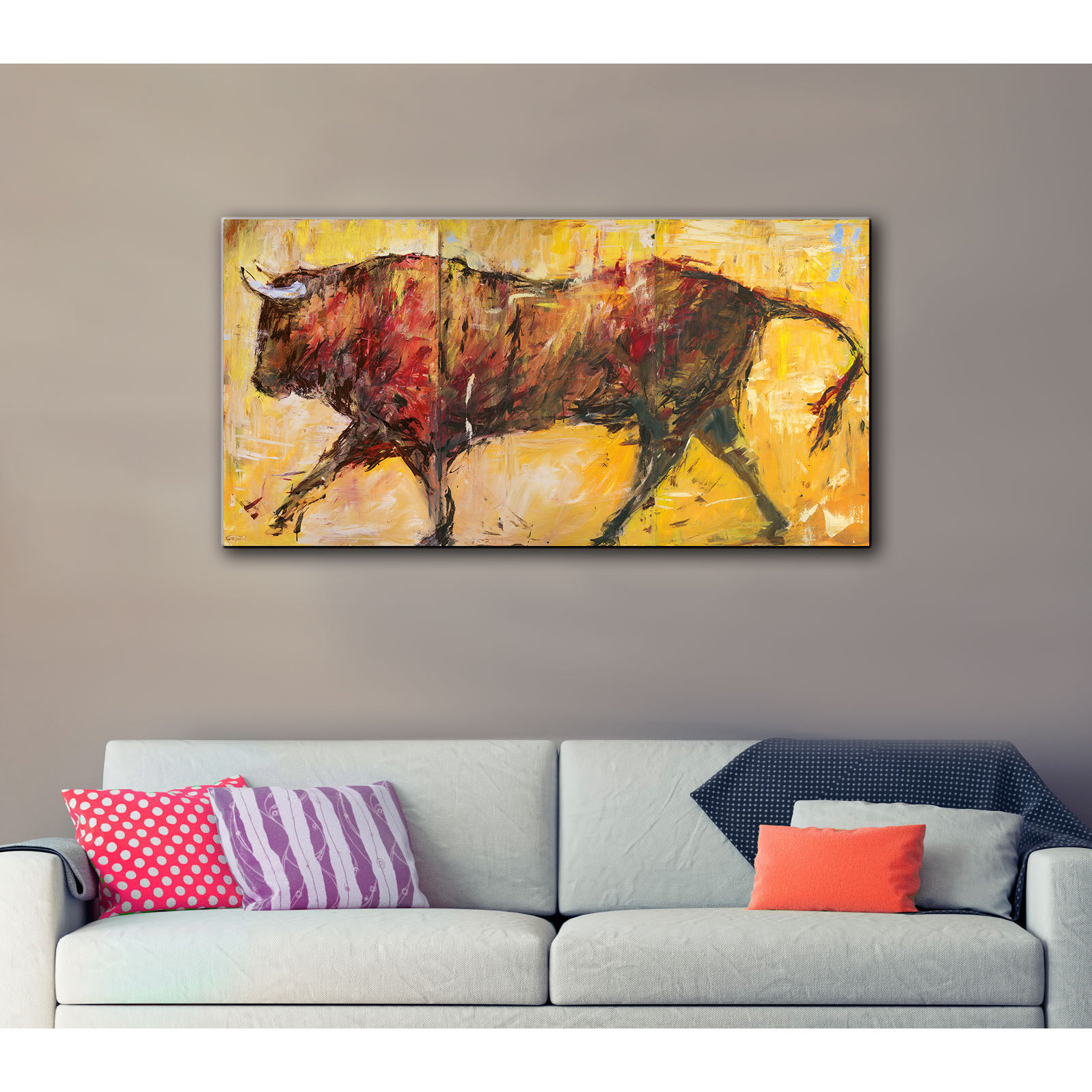 JC Pino's The Bull, 3 Piece Gallery Wrapped Canvas Set