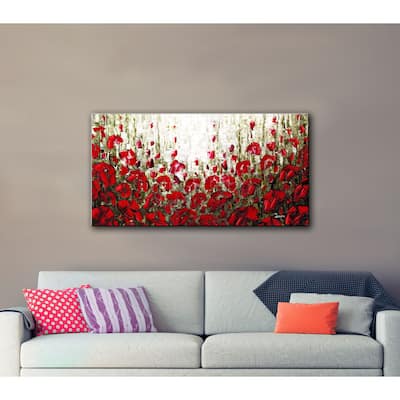 ArtWall Susanna Shaposhnikova's Olive Red Poppies, Gallery Wrapped Canvas