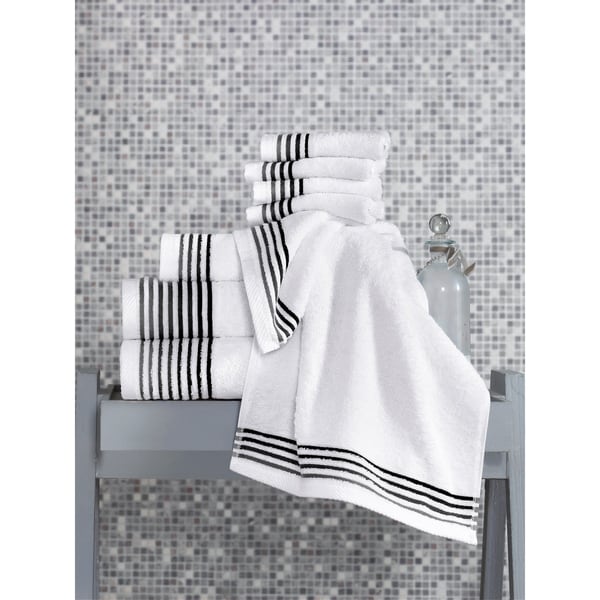 Classic Turkish Towel 8 Piece Luxury Ribbon Dobby Cotton Towel Set