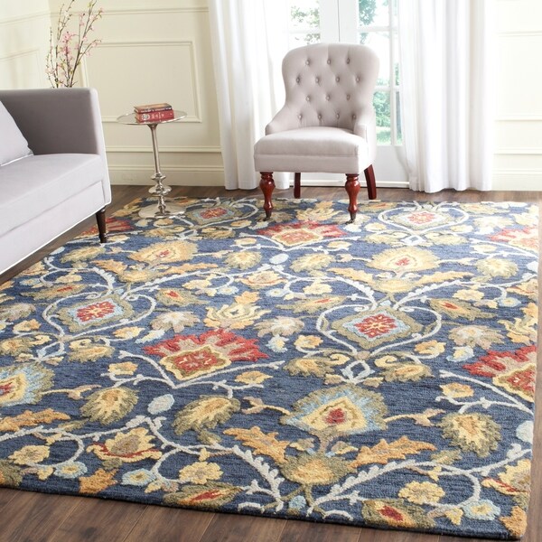 Safavieh Handmade Blossom Fiorello Navy / Multi Wool Rug - 5' x 8'