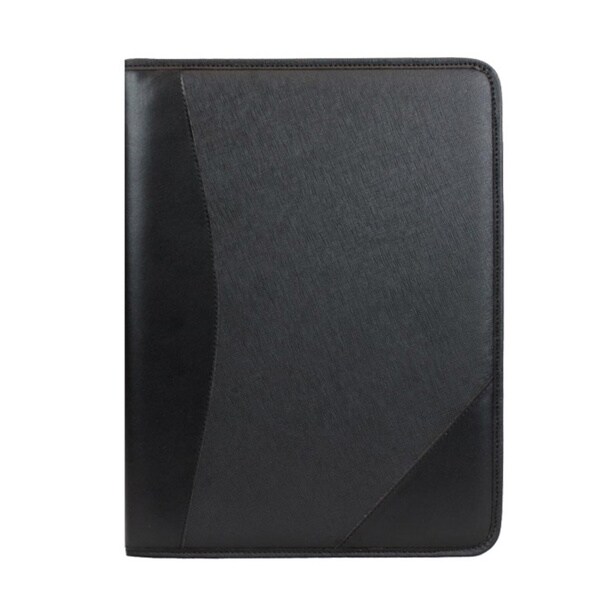 Shop Black Padfolio with Card Pockets and Pen Slot On Sale Free
