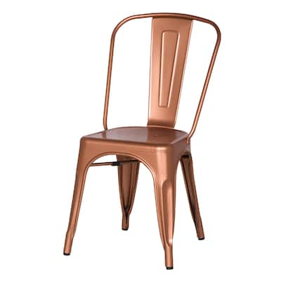 Adeco Copper Color Metal Chair (Set of 2)