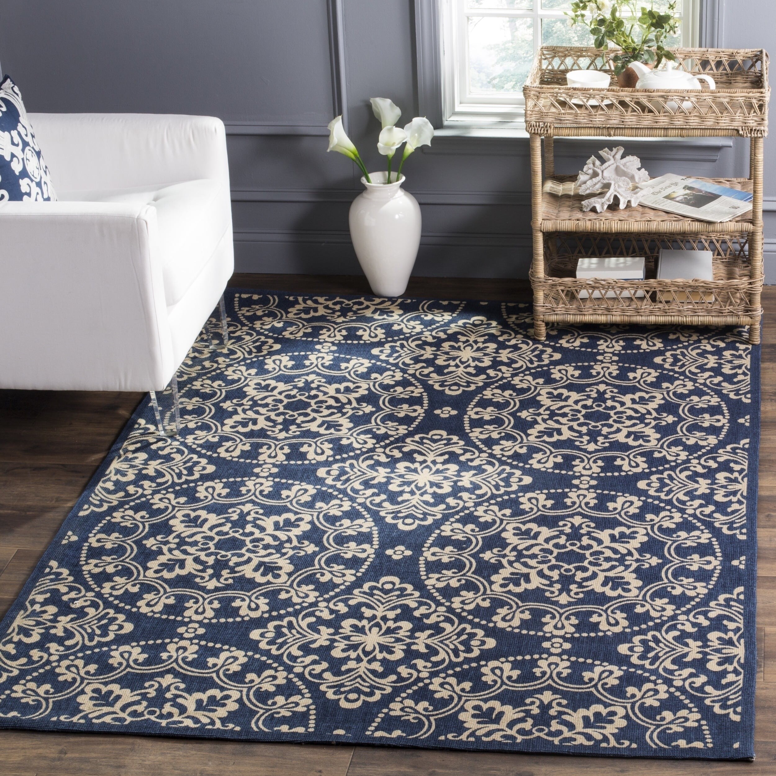 Shop Safavieh Handmade Cedar Brook Navy/ Natural Jute Rug - 4' x 6