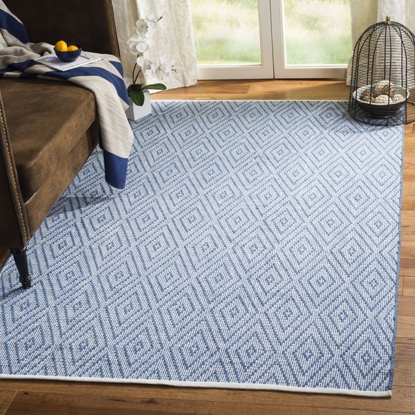 Safavieh Hand-Woven Montauk Blue/ Ivory Cotton Rug - 5' x 7'