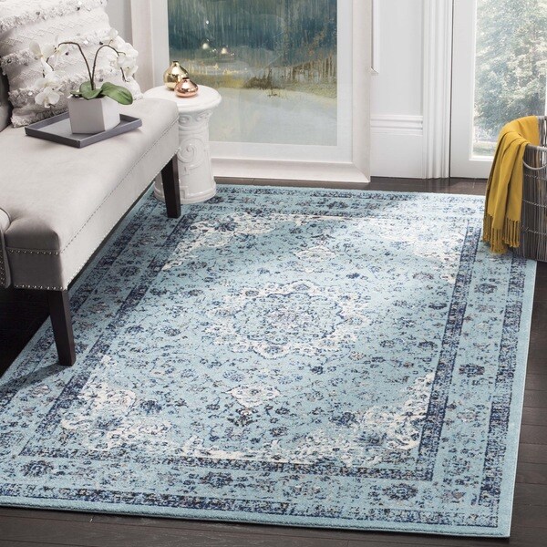 Safavieh Evoke Vintage Oriental Light and Dark Blue Distressed Rug (9' x 12') - 9' x 12'