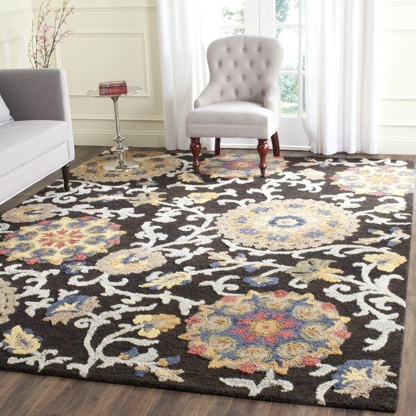 Safavieh Handmade Blossom Charcoal/ Multi Wool Rug - 8' x 10'