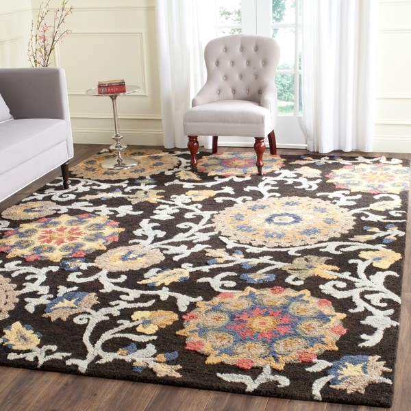 Safavieh Handmade Blossom Charcoal/ Multi Wool Rug - 8' x 10'