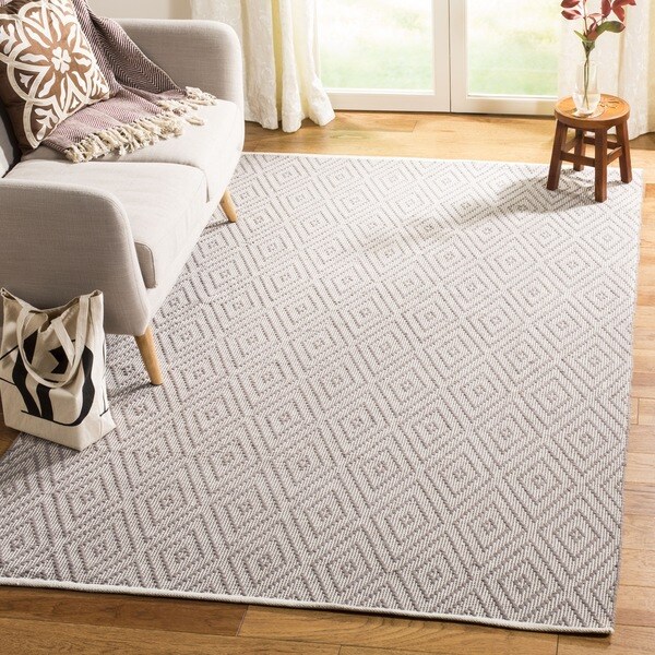 Safavieh Hand-Woven Montauk Grey/ Ivory Cotton Rug - 8' x 10'