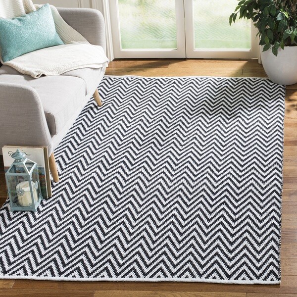 Safavieh Hand-Woven Montauk Black/ Ivory Cotton Rug (8' x 10')