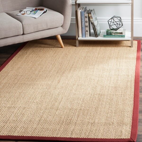 Safavieh Casual Natural Fiber Natural Maize/ Burgundy Sisal Area Rug - 8' x 10'