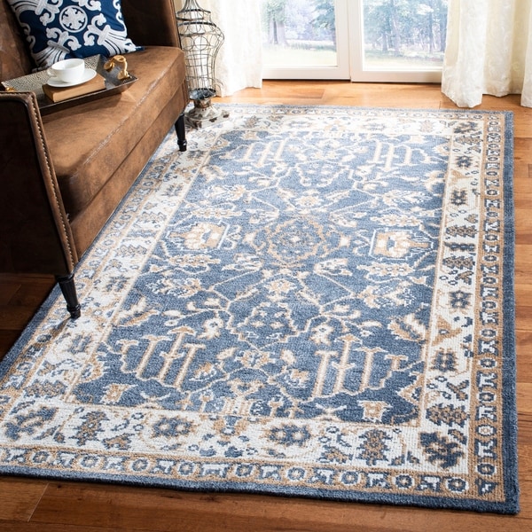 Safavieh Hand-knotted Stone Wash Blue/ Ivory Wool Rug - 8' x 10'