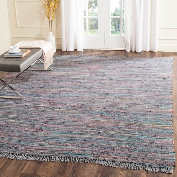 Safavieh Hand-Woven Rag Rug Aqua/ Multi Cotton Rug - 9' x 12'
