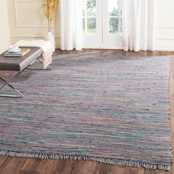 Safavieh Hand-Woven Rag Rug Aqua/ Multi Cotton Rug - 8' x 10'