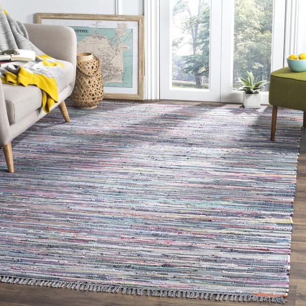 Safavieh Hand-Woven Rag Rug Aqua/ Multi Cotton Rug (8' x 10')