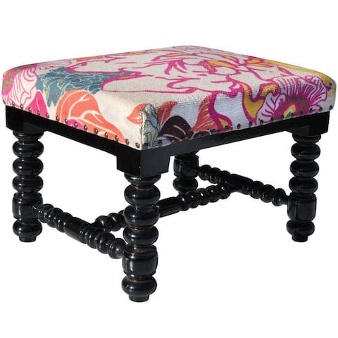 Handmade Cotton and Wood Footstool