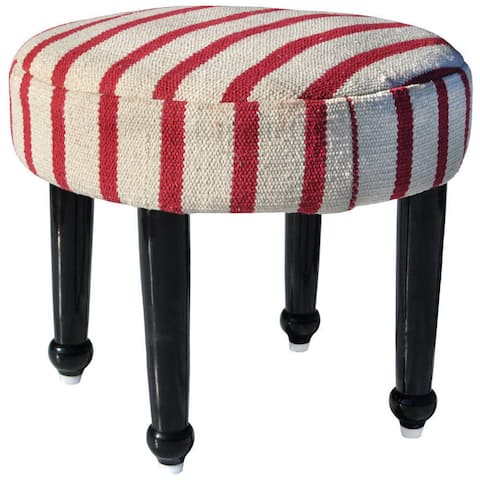 Handmade Cotton Wood Ottoman Footstool (India) - 16" x 16" x 14"
