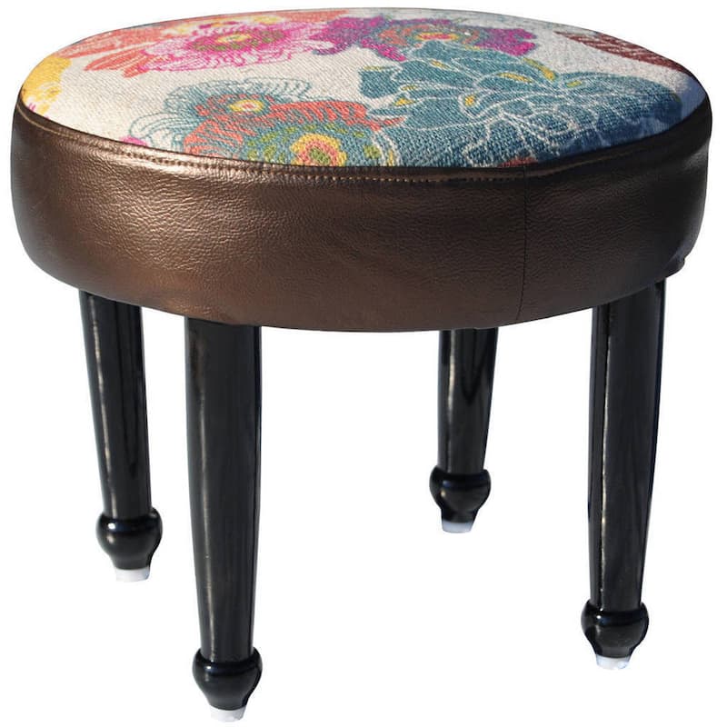 Handmade Cotton Wood Ottoman Footstool (India)