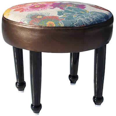 Handmade Cotton Wood Ottoman Footstool (India)