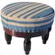 preview thumbnail 1 of 7, Handmade Indo Cotton and Wool Wood Ottoman Footstool (India) - 21" x 21" x 21"