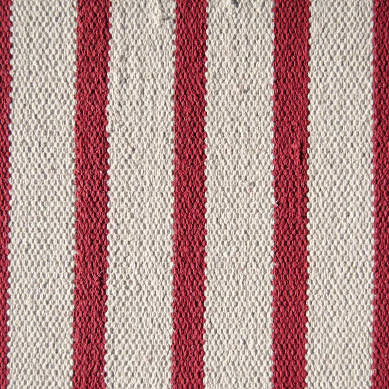 Handmade Striped Cotton Wood Ottoman Footstool (India) - 21" x 21" x 21"