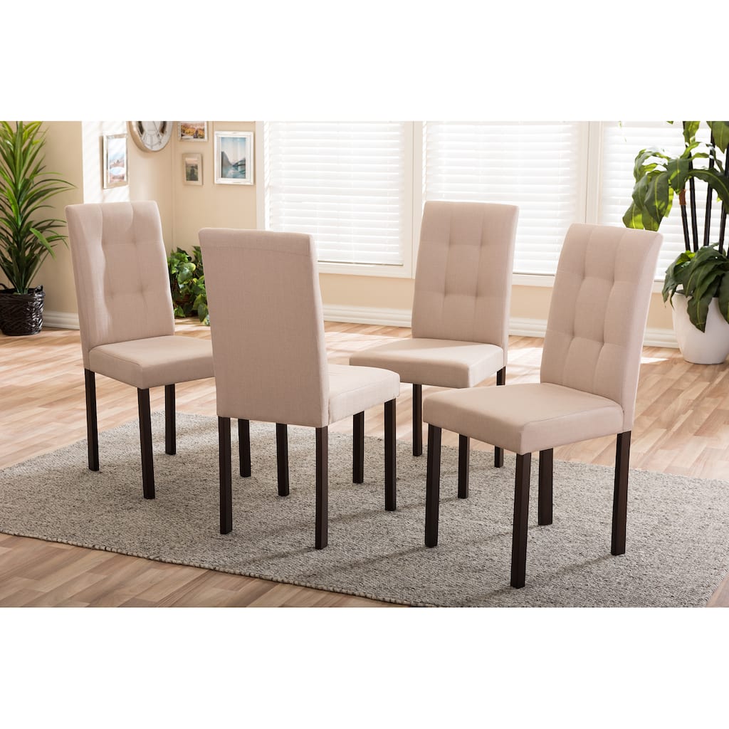 Porch & Den Devin Contemporary 4-piece Beige Fabric Upholstered Grid-tufting Dining Chair Set