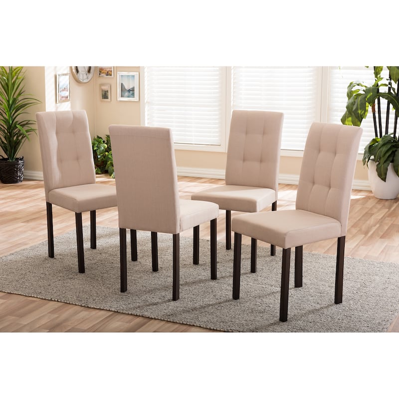 Porch & Den Devin Contemporary 4-piece Beige Fabric Upholstered Grid-tufting Dining Chair Set