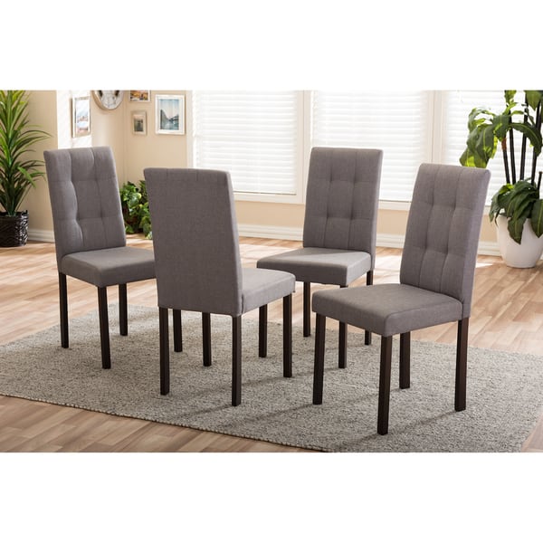 Porch Den Indiana Grey Fabric Upholstered Grid Tufted Dining Chairs Set Of 4