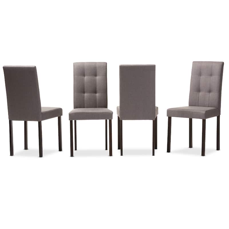 Porch & Den Indiana Grey Fabric Upholstered Grid-tufted Dining Chairs (Set of 4)