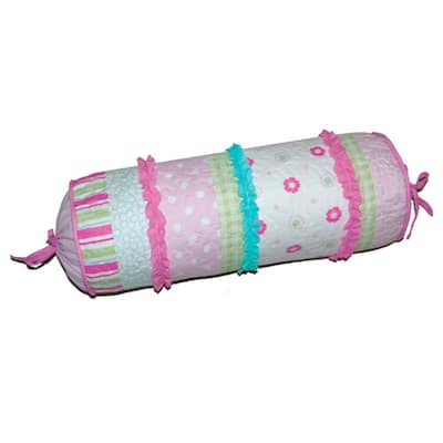 Taylor & Olive Sunfish Pastel Round Bolster Pink Stripe Floral Decor Throw Pillow