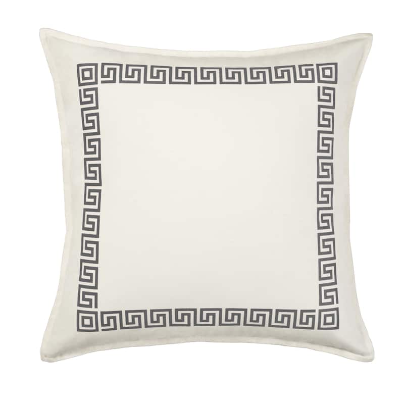Greek Key Cotton Canvas 20-inch Pillow - Grey