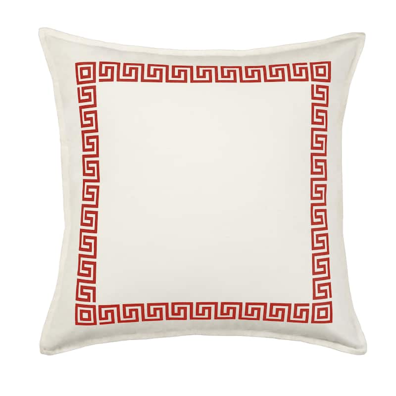 Greek Key Cotton Canvas 20-inch Pillow - Red