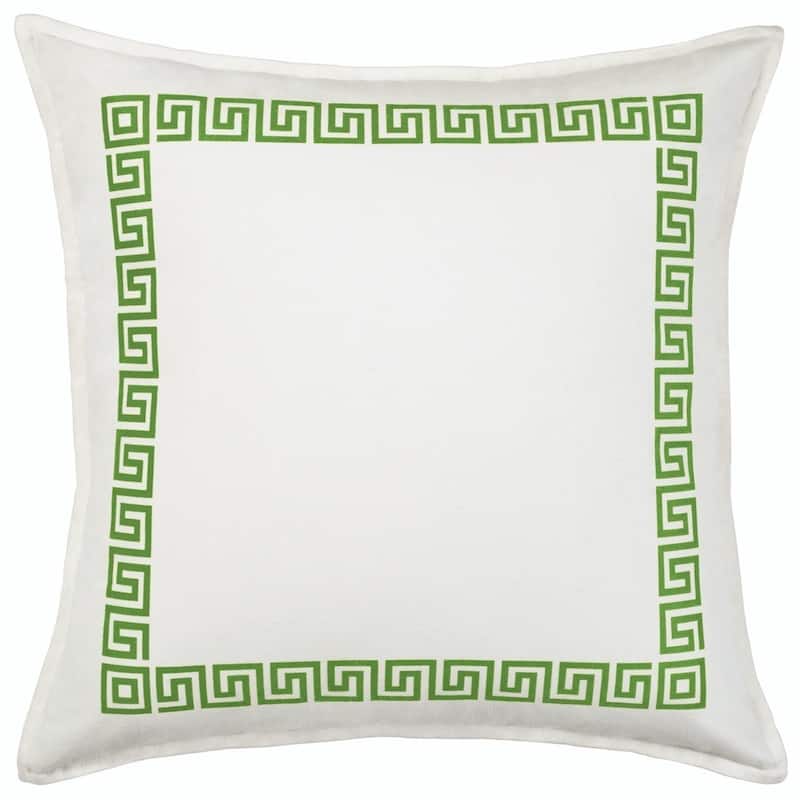 Greek Key Cotton Canvas 20-inch Pillow - Green