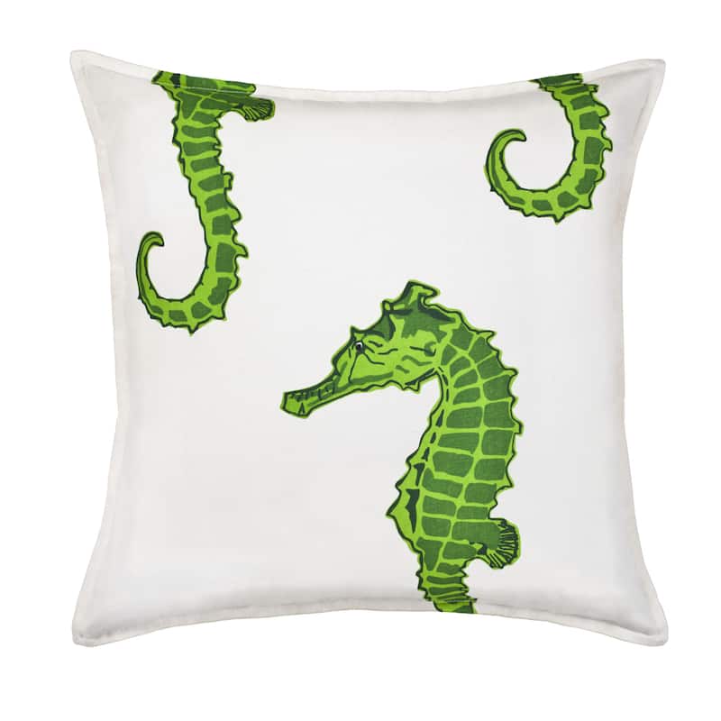 Seahorse Cotton Canvas 20-inch Pillow