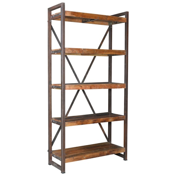 Shop Hovito Reclaimed Wood and Cast Iron Rustic Shelf - Free Shipping ...