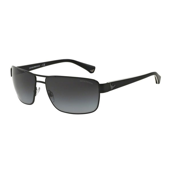 Shop Emporio Armani Men's Black Metal Rectangle Sunglasses Free