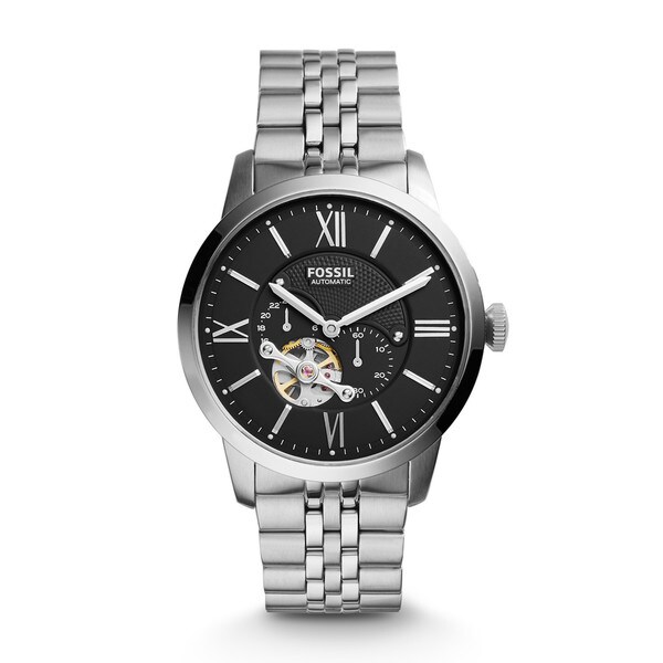 Shop Fossil Men's ME3107 Townsman Automatic Black Dial Stainless Steel ...