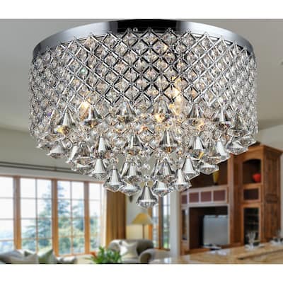 Trey 3-light Chrome 16-inch Crystal Flush Mount Chandelier