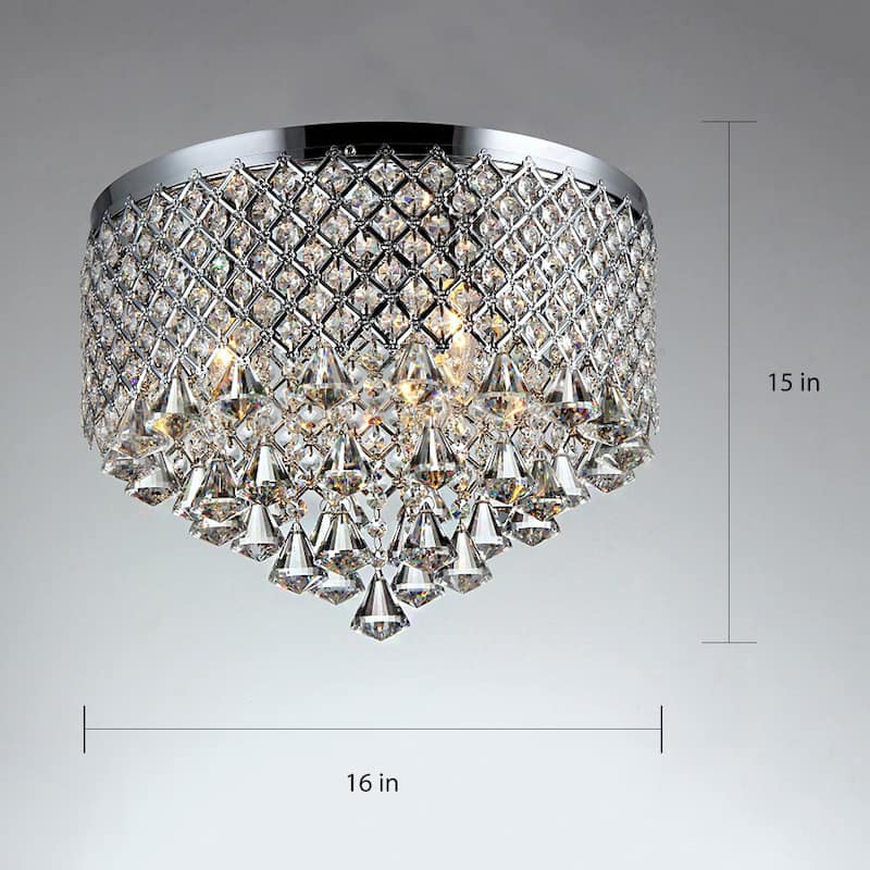 Trey 3-light Chrome 16-inch Crystal Flush Mount Chandelier