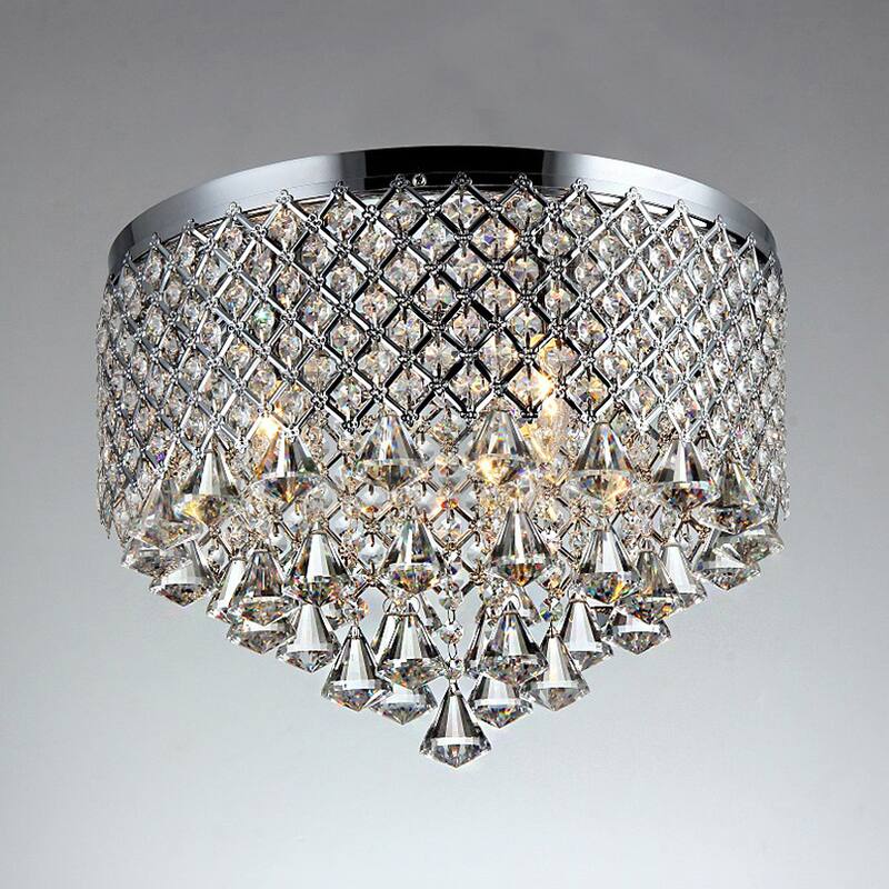 Trey 3-light Chrome 16-inch Crystal Flush Mount Chandelier