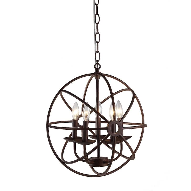 Theo 5-light Rustic Brown 17-inch Chandelier