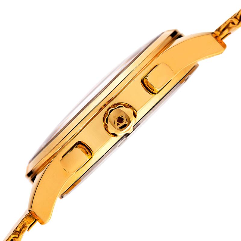 Akribos XXIV Men's Swiss Quartz Multifunction Stainless Steel Mesh Gold-Tone Bracelet Watch - GOLD