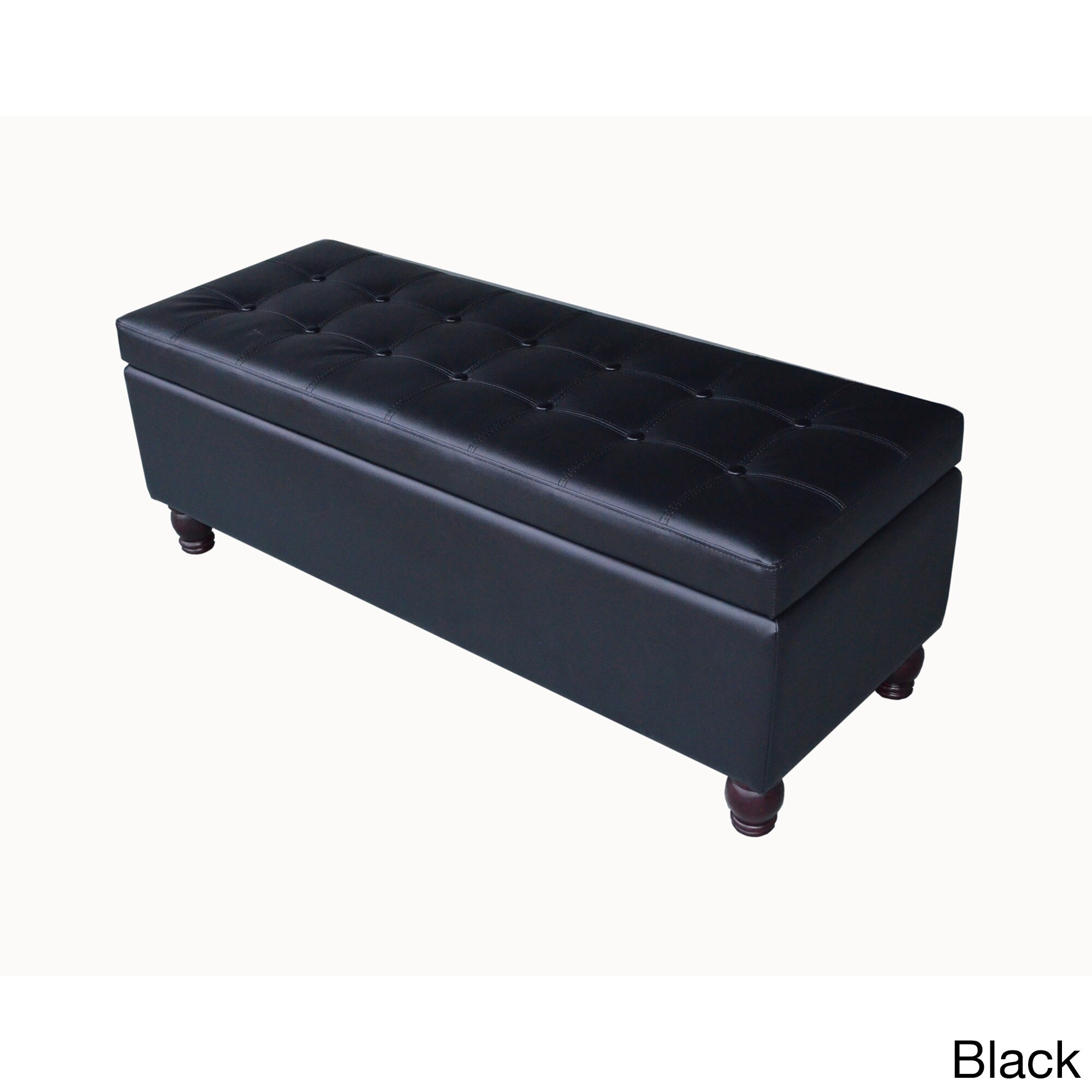 Copper Grove Apalachicola Black Bonded Leather Storage Bench Black