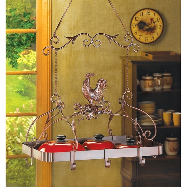 Rooster Overhead Hanging Pot Rack