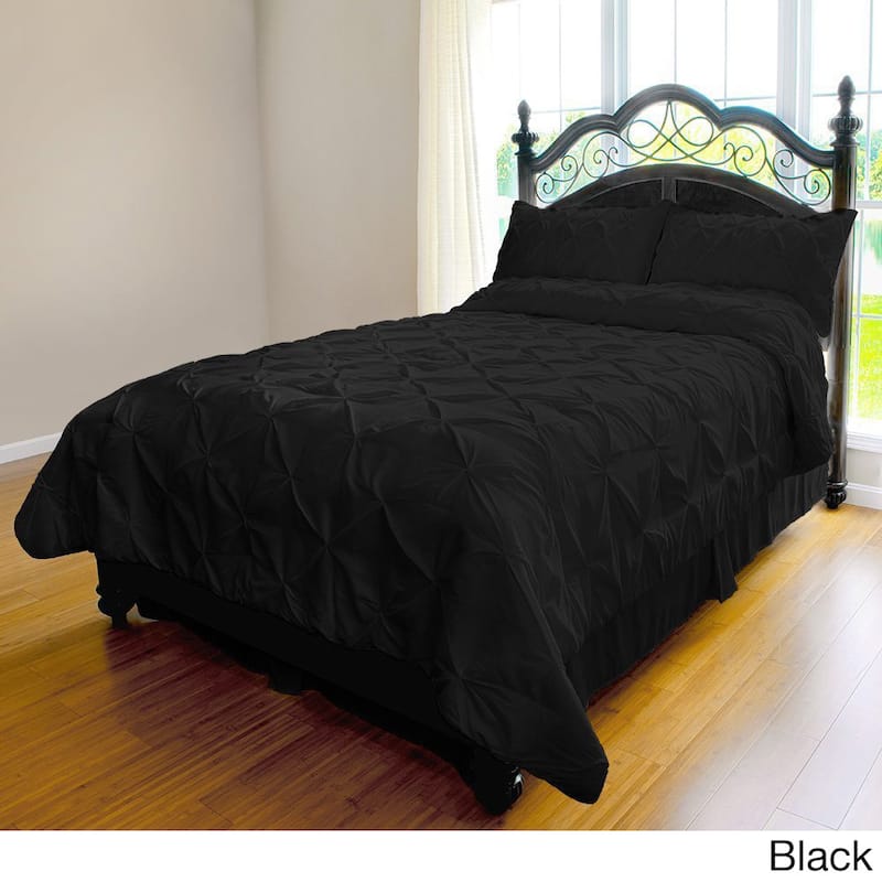 Kotter Home Pinch Pleat 3-piece Duvet Cover Set - King/California King - Black